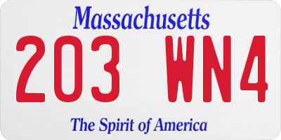 MA license plate 203WN4