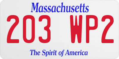 MA license plate 203WP2