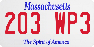 MA license plate 203WP3