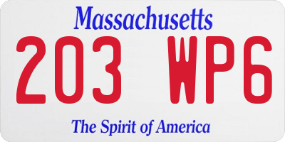 MA license plate 203WP6