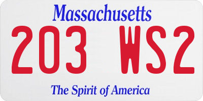 MA license plate 203WS2