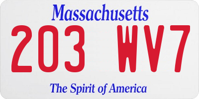 MA license plate 203WV7