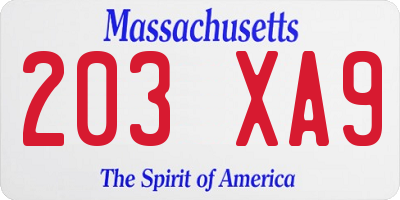 MA license plate 203XA9