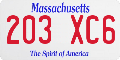 MA license plate 203XC6