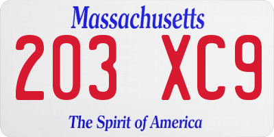 MA license plate 203XC9