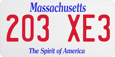 MA license plate 203XE3