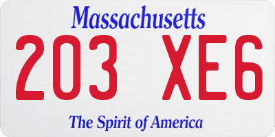 MA license plate 203XE6