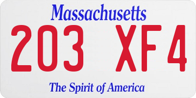 MA license plate 203XF4