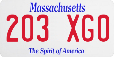 MA license plate 203XG0