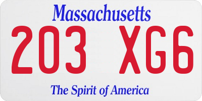 MA license plate 203XG6