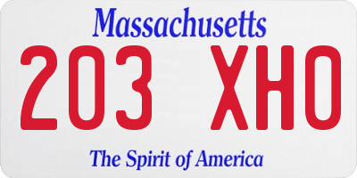 MA license plate 203XH0