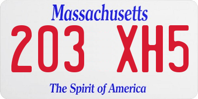 MA license plate 203XH5