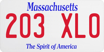 MA license plate 203XL0