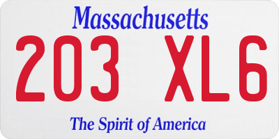 MA license plate 203XL6