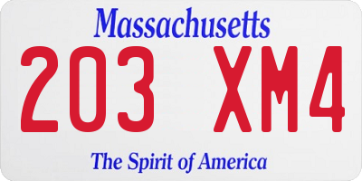 MA license plate 203XM4