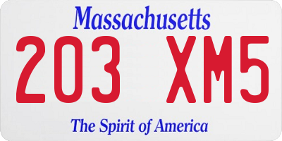 MA license plate 203XM5
