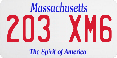 MA license plate 203XM6