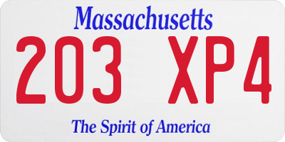 MA license plate 203XP4