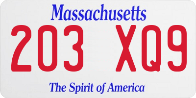 MA license plate 203XQ9