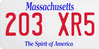 MA license plate 203XR5