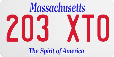MA license plate 203XT0