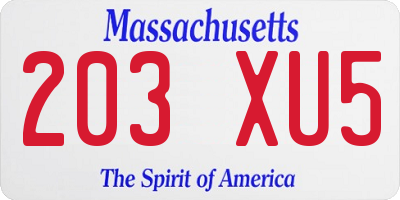 MA license plate 203XU5