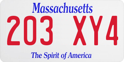 MA license plate 203XY4