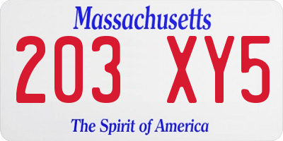 MA license plate 203XY5