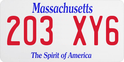 MA license plate 203XY6