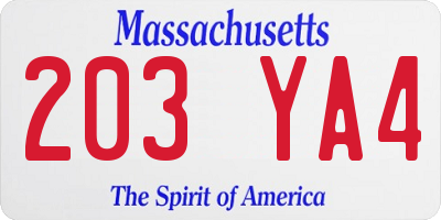 MA license plate 203YA4