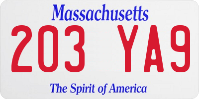 MA license plate 203YA9