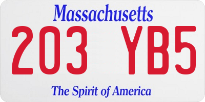 MA license plate 203YB5