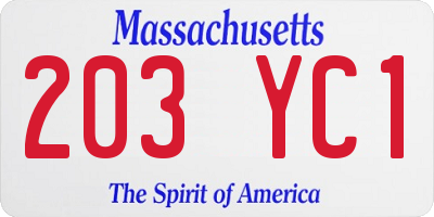 MA license plate 203YC1