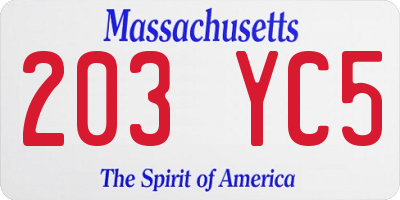 MA license plate 203YC5