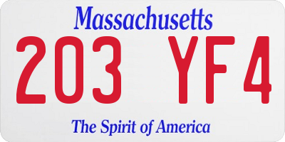 MA license plate 203YF4