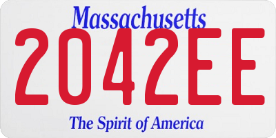 MA license plate 2042EE