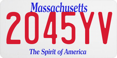 MA license plate 2045YV