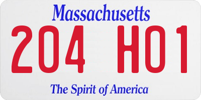 MA license plate 204HO1