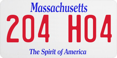 MA license plate 204HO4