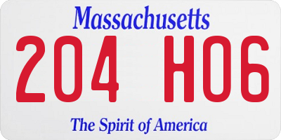 MA license plate 204HO6