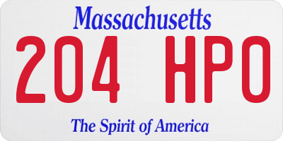 MA license plate 204HP0