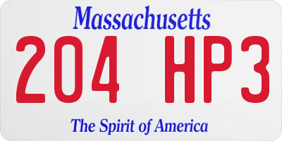 MA license plate 204HP3