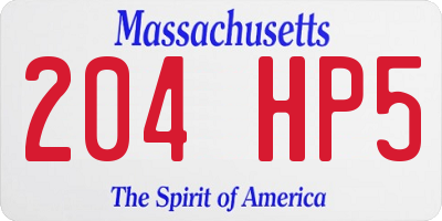 MA license plate 204HP5
