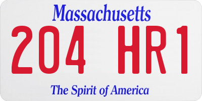 MA license plate 204HR1