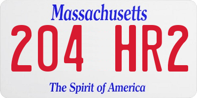 MA license plate 204HR2