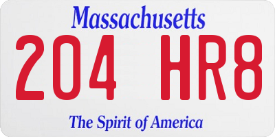 MA license plate 204HR8