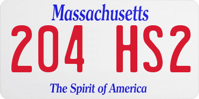 MA license plate 204HS2