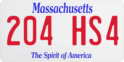 MA license plate 204HS4