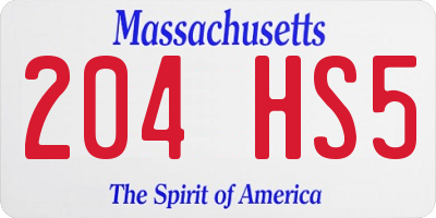 MA license plate 204HS5