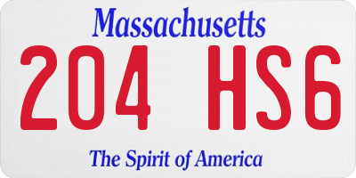 MA license plate 204HS6